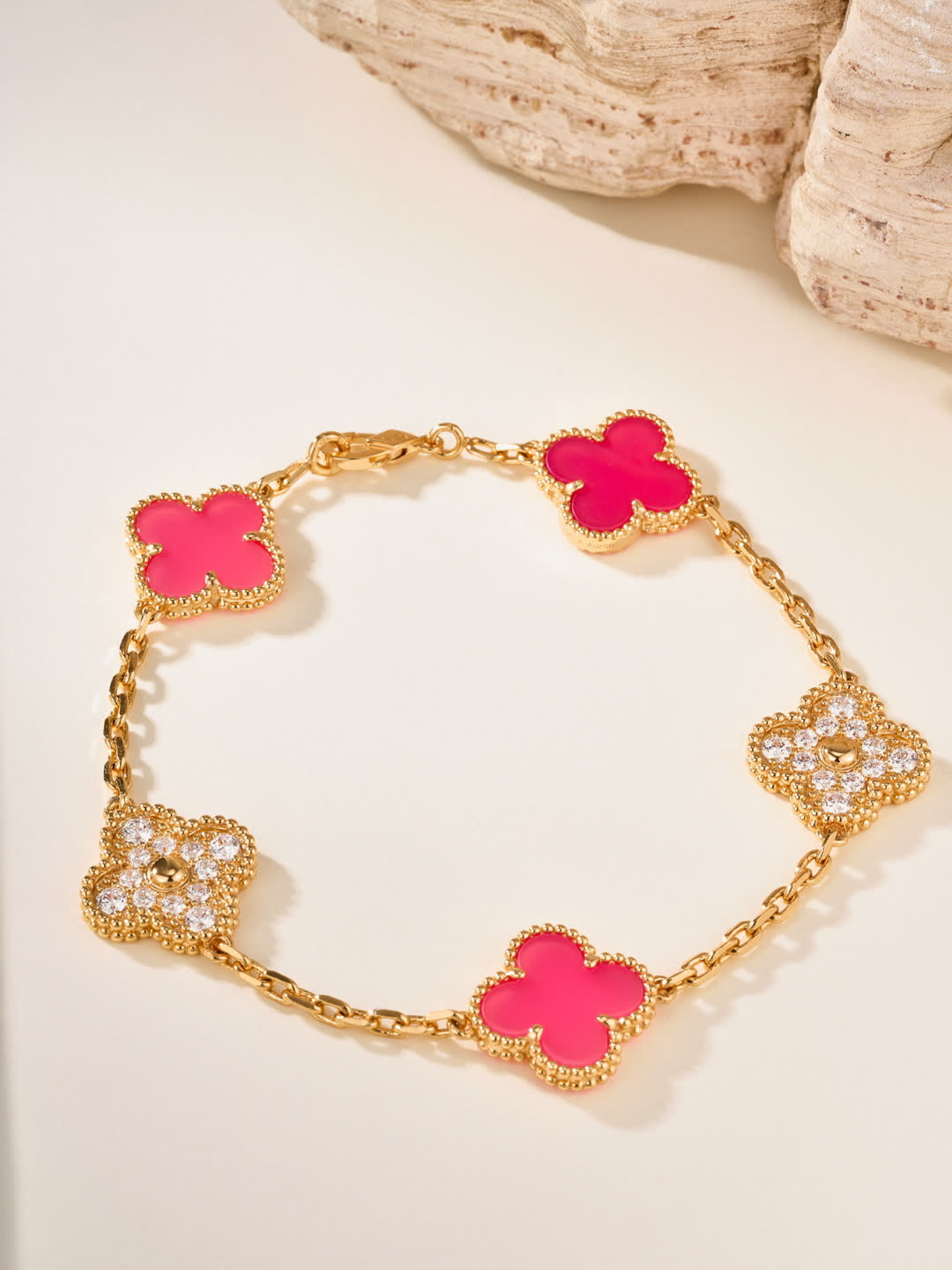 Van Cleef & Arpels Magic Alhambra Pink Enamel Bracelet